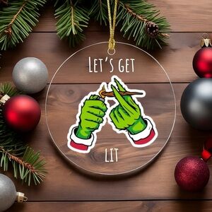 6pc Christmas Grinch Ornament Set - Transparent - 6-Piece Set